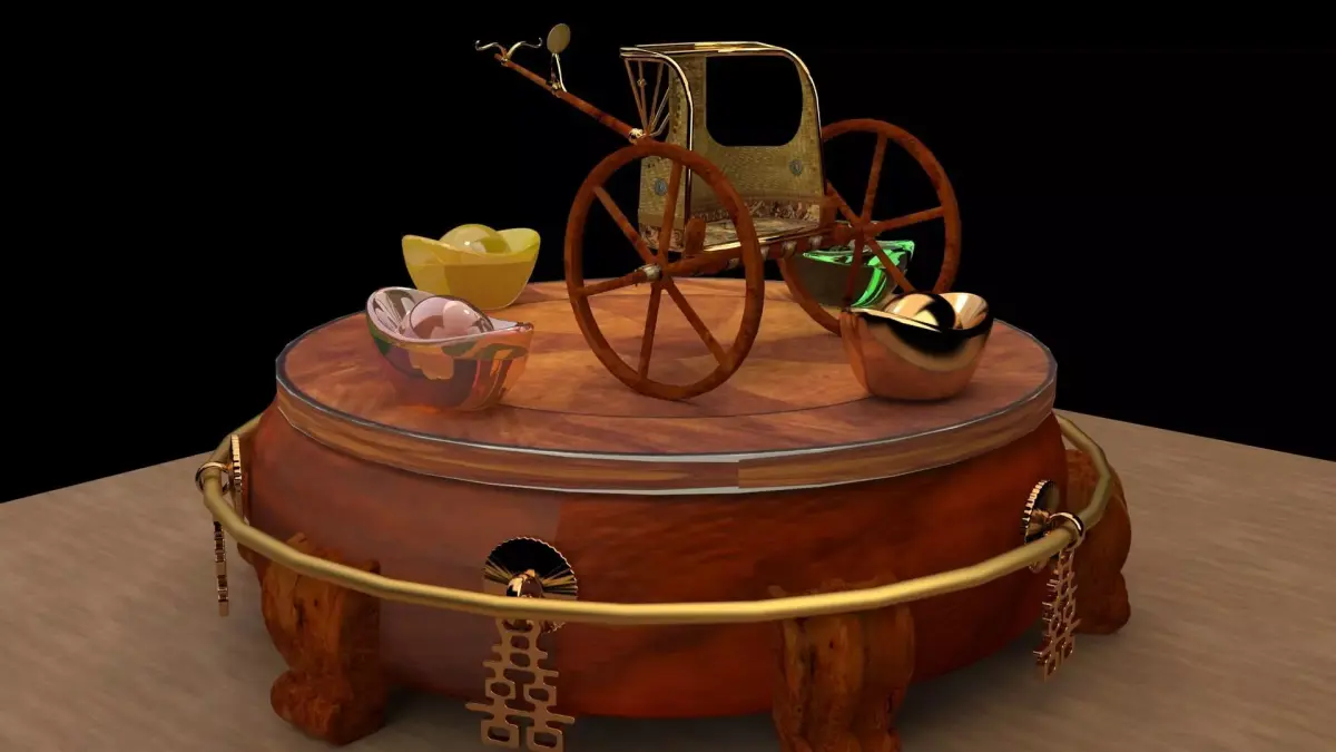 King Tut Chariot figure Low-poly 3D model