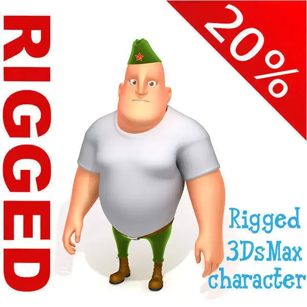  Soldier Cartoon Rigged 3D model