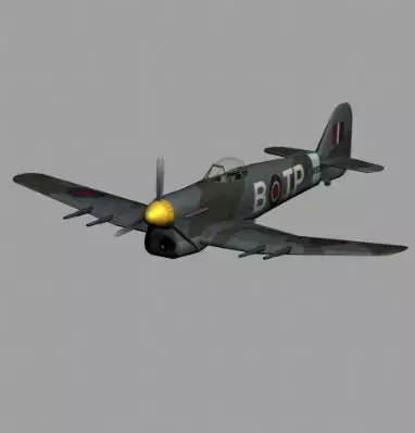 Hawker Typhoon WWII RAF fighter plane 3D model