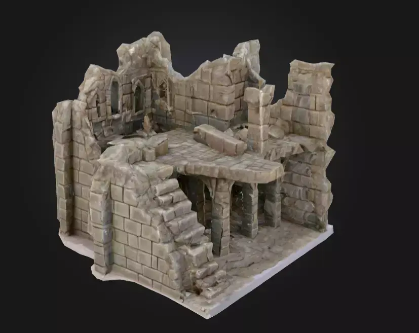 Ruined Fortress Model Low-poly 3D model