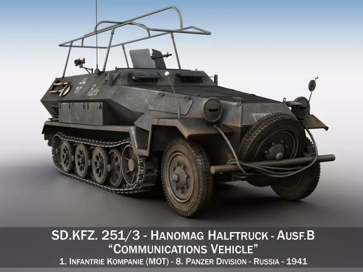 SDKFZ 251 3 - Ausf B - Communications Vehicle - 8PD 3D model