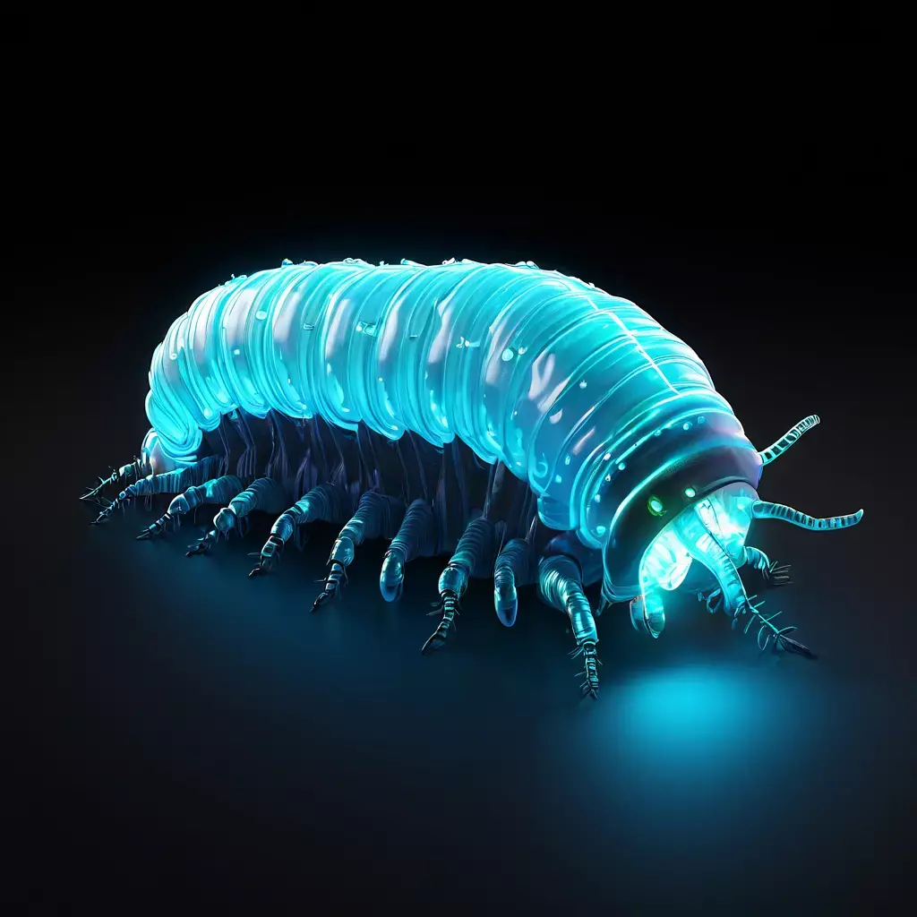 Bioluminescent Alien Worm 3D Model Low-poly 3D model