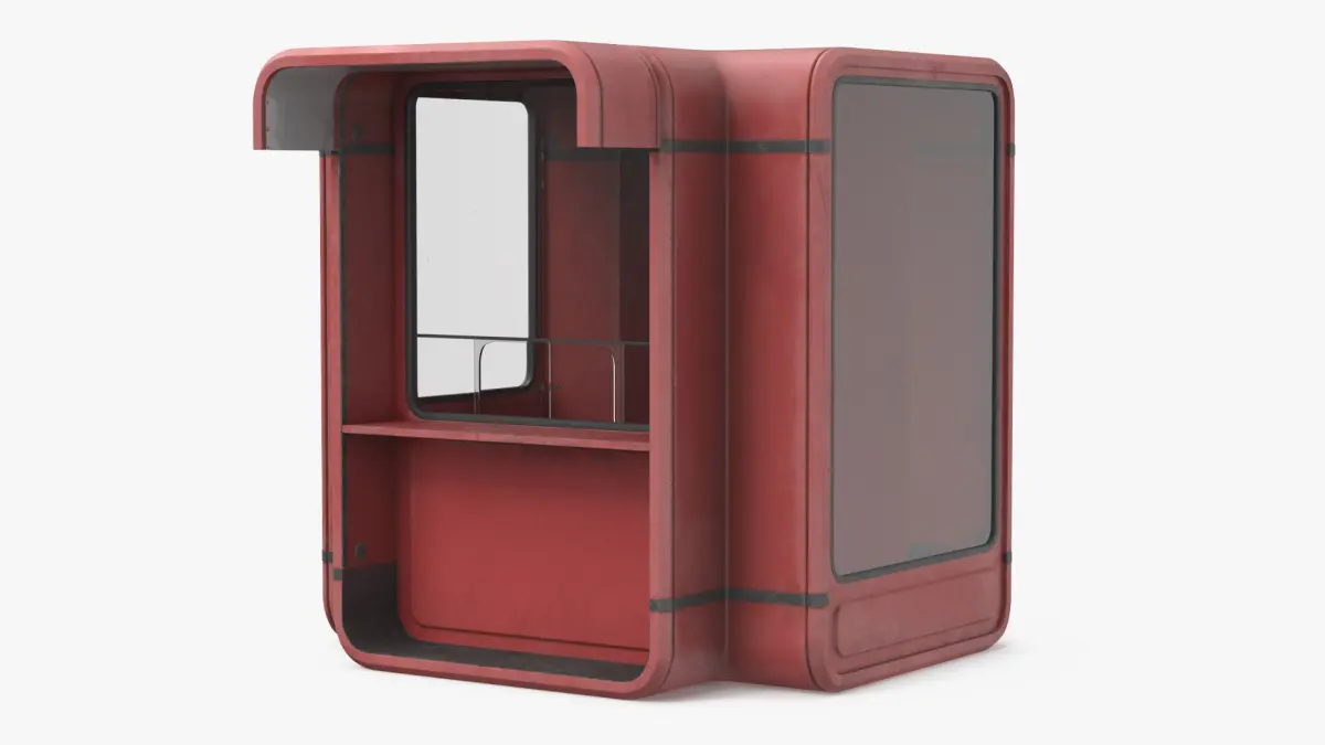 K67 Modular Street Kiosk Red Old 3D model