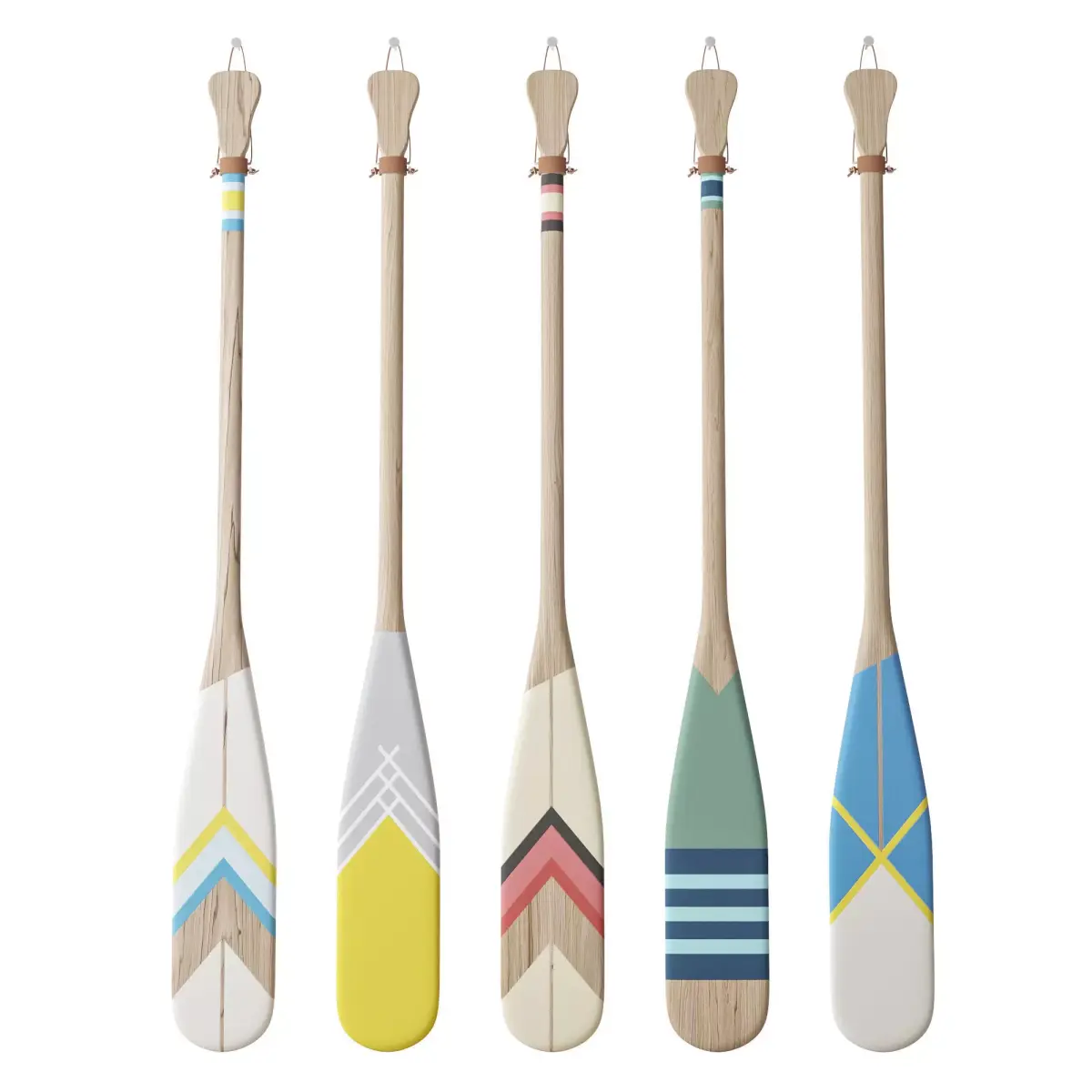 Set of painted oars 3D model