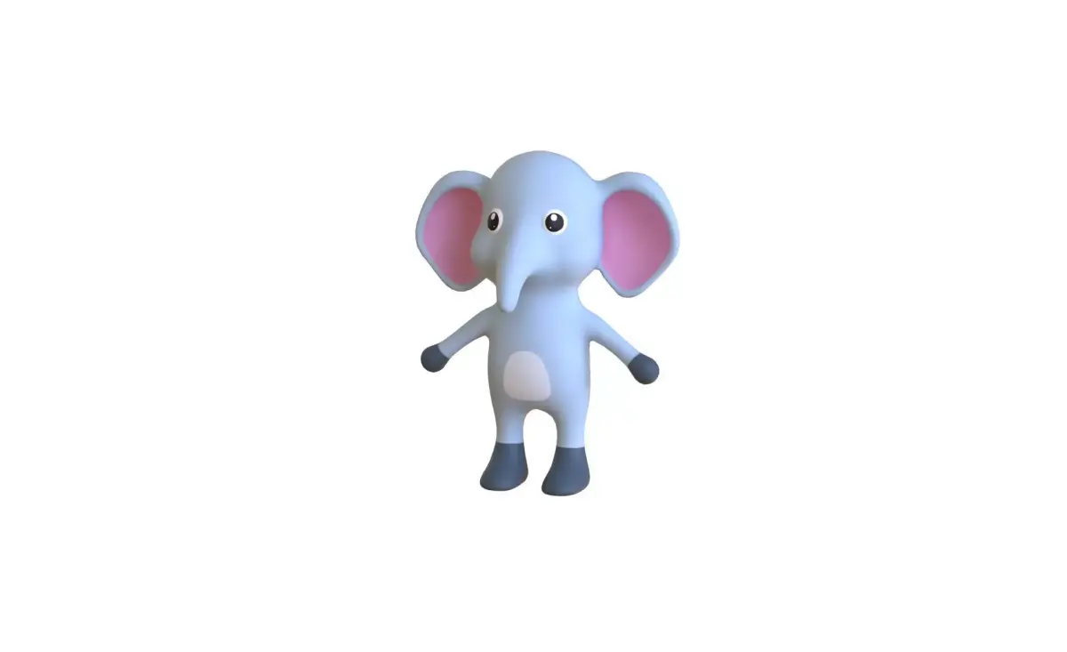 High-Quality 3D Cute Elephant for Games  Low-poly 3D model
