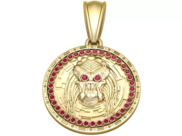 Futuristic Predator Ruby Medallion Pendant 3D print model