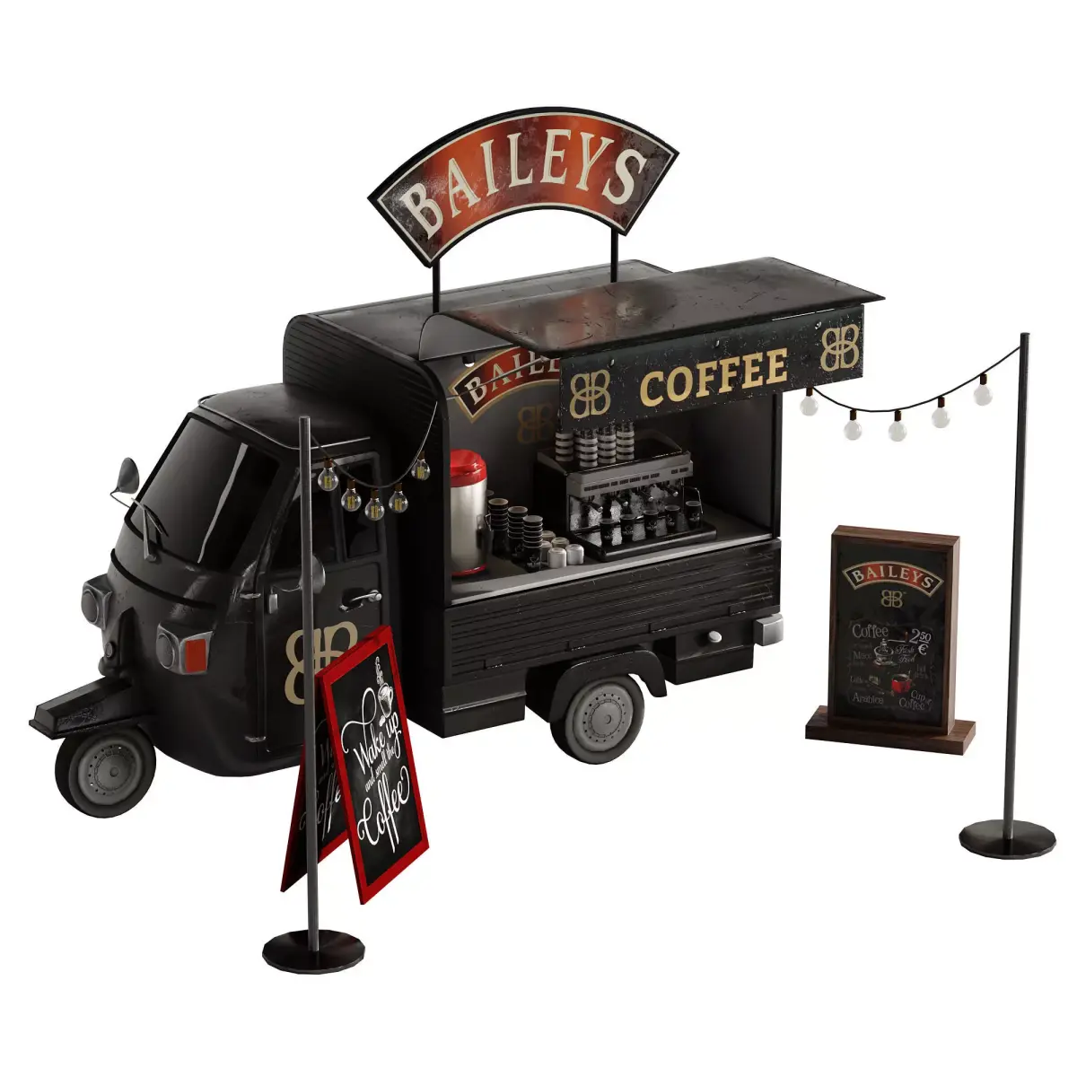 Food truck coffee set 4 3D model