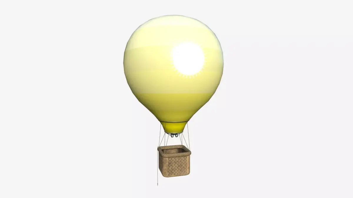 Balloon Hot Air 03 Yellow - Aircraft Cartoon Low-poly 3D model