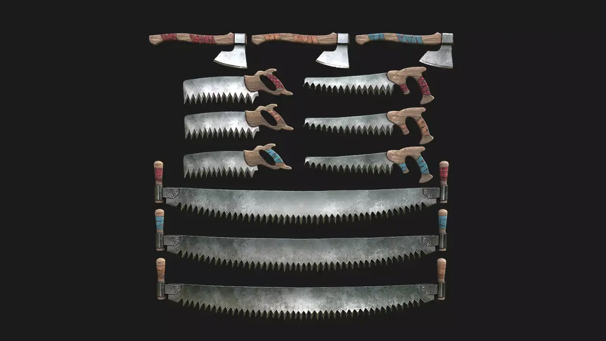 Foresters Set of tools  Low-poly 3D model