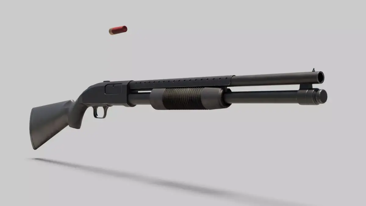 Pump Action Shotgun Low-poly 3D model