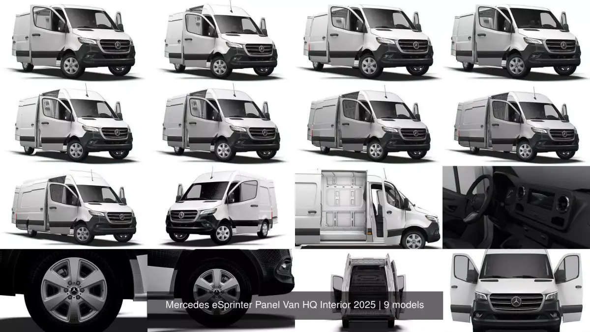 Mercedes eSprinter Panel Van HQ Interior 2025 3D Model Pack