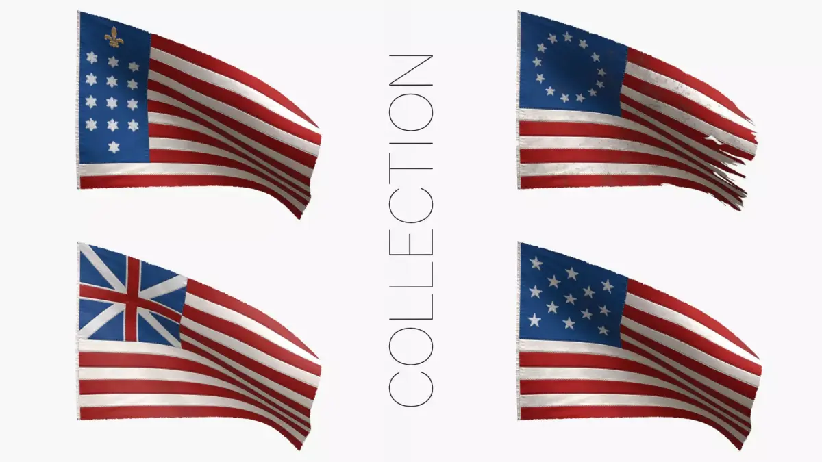 American Revolutionary War Flags Collection 3D Model Pack purchase