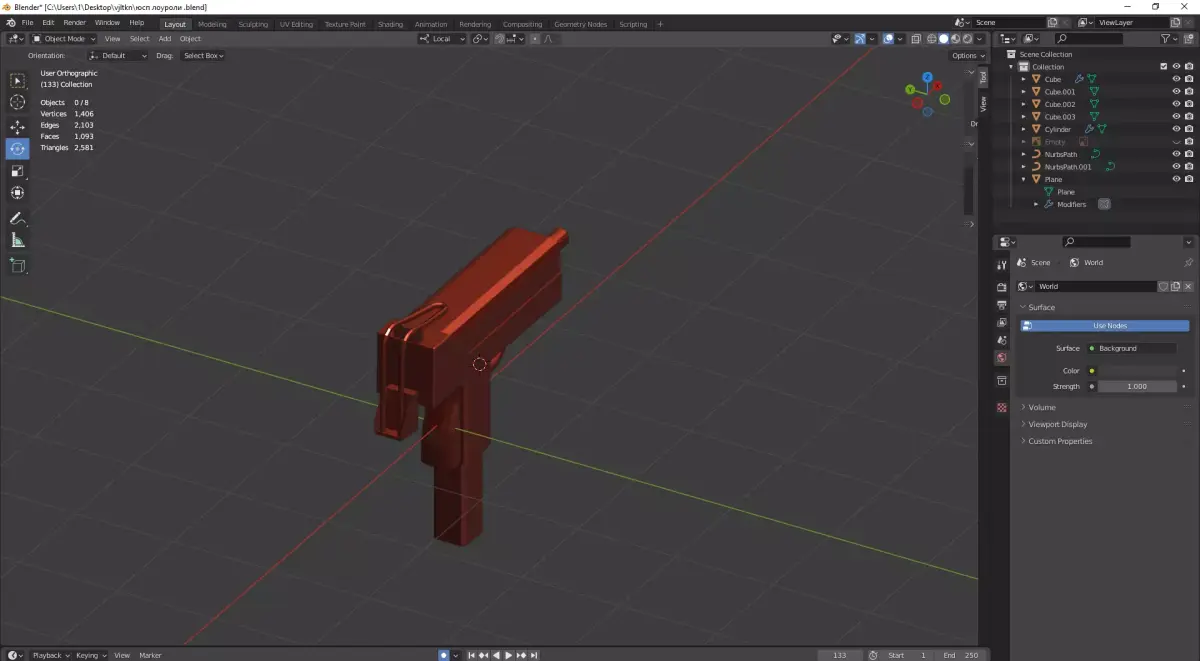 usp 3d gun Free 3D model