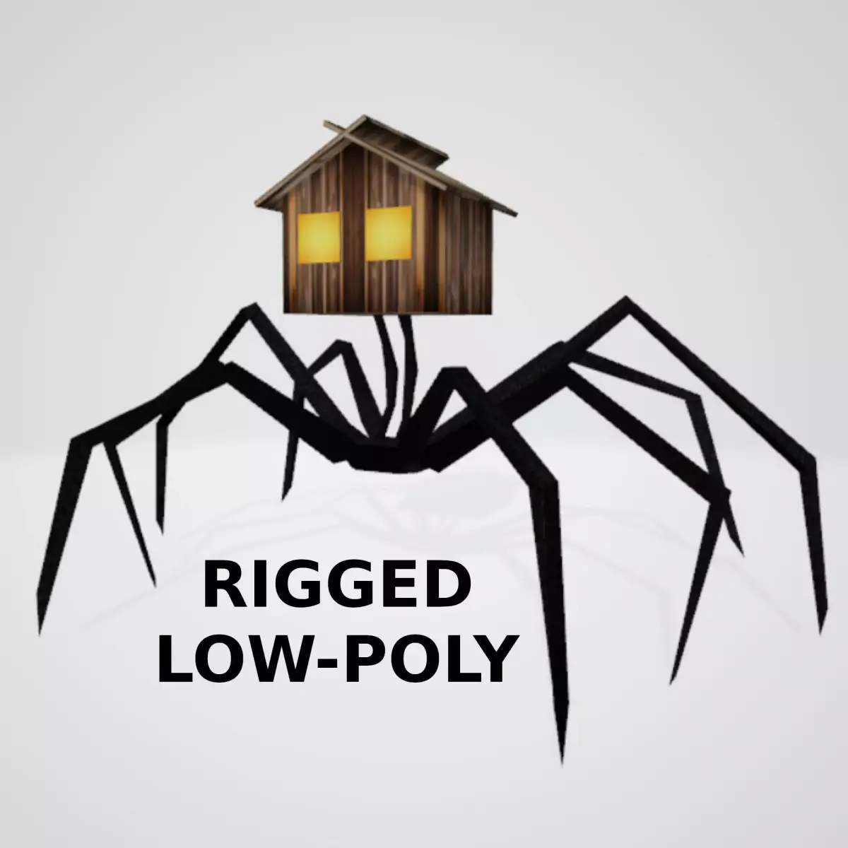 Spider House Head 3D Low-Poly Model Rigged Low-poly 3D model
