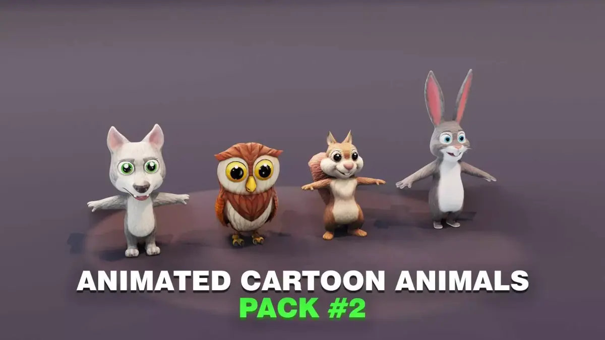 Wolf Owl Squirrel Rabbit Pack 3D Model Low-poly 3D model