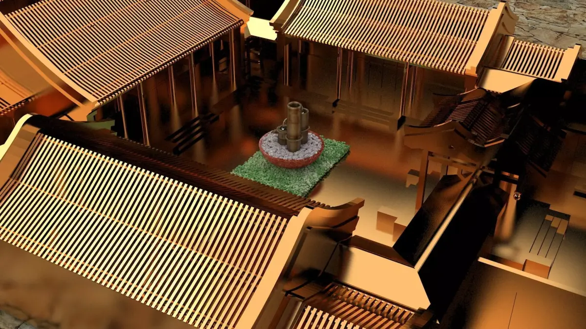 Chinese ancient courtyard  house 3D model purchase