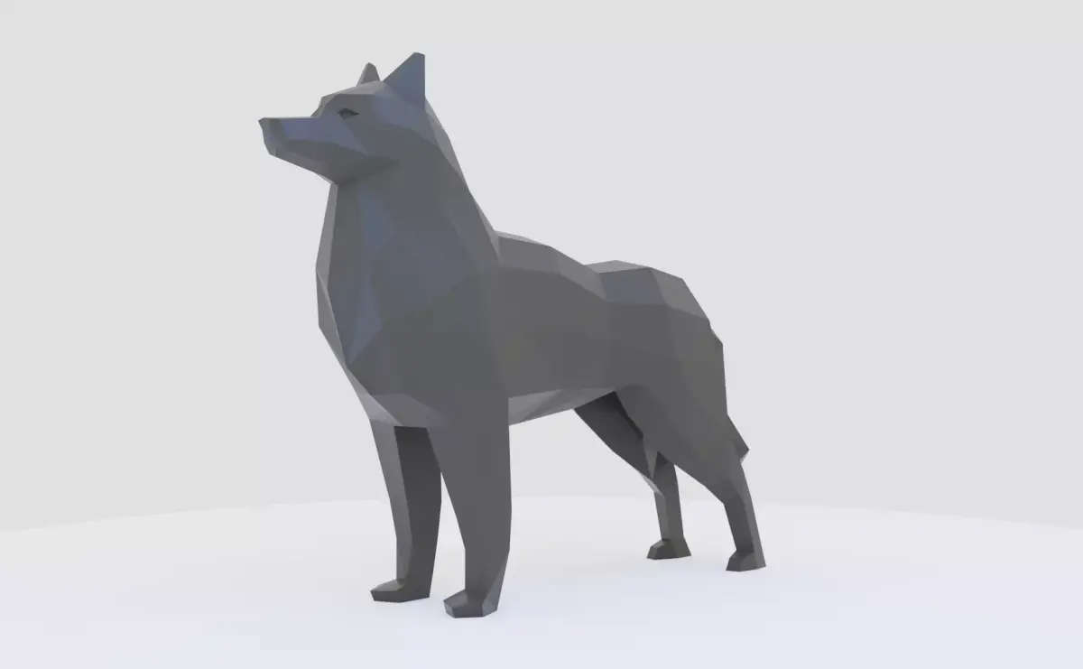 Husky dog lowpoly Low-poly 3D model