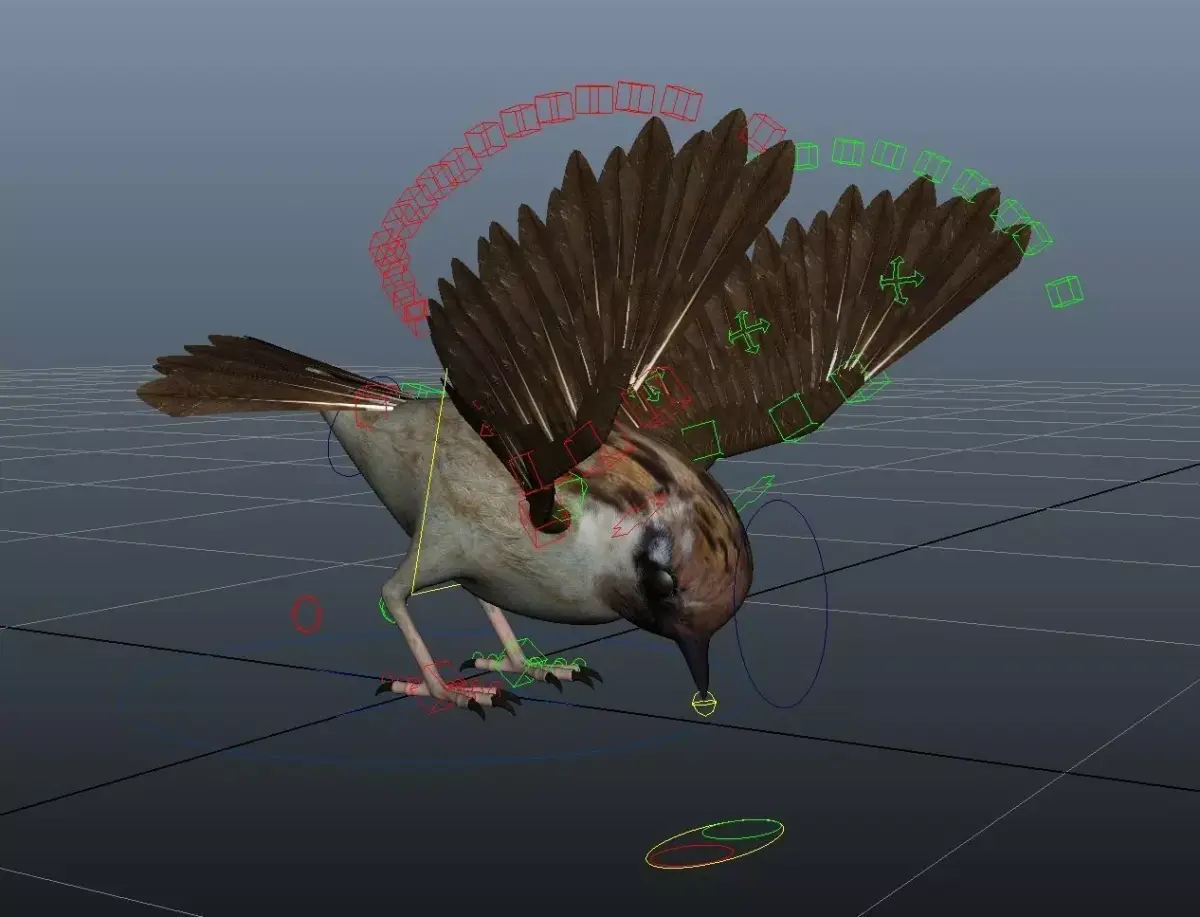 Rig Sparrow Bird  Low-poly 3D model