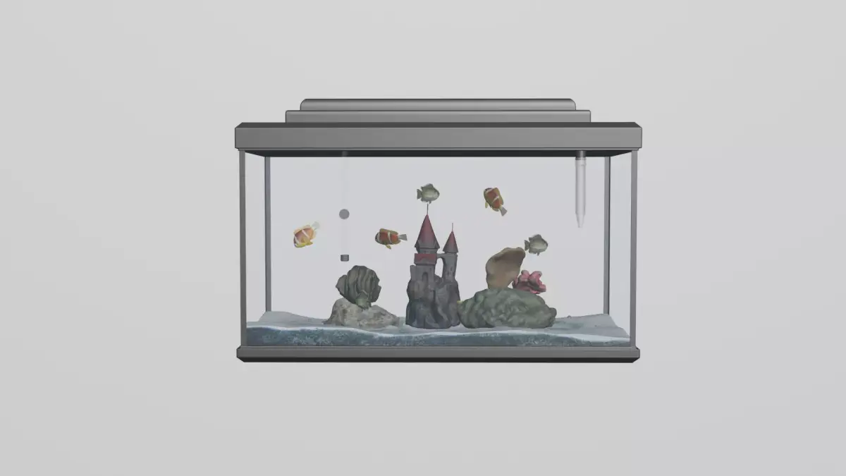 ready-made aquarium with fish 3D model