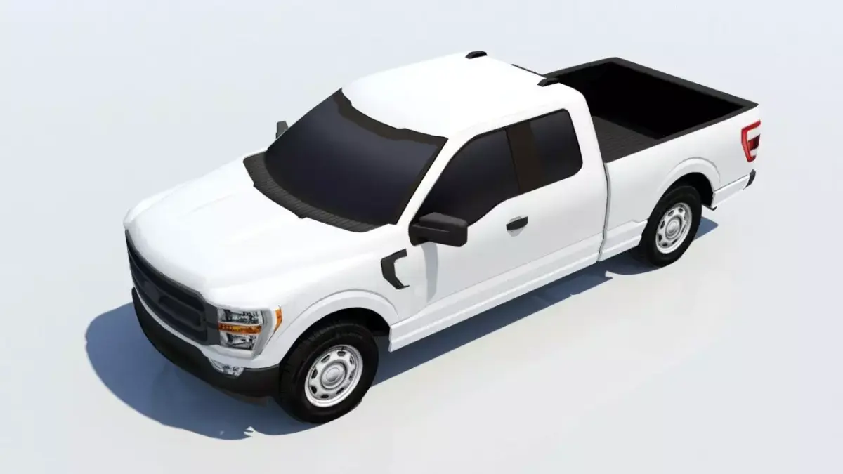 half ton Pickup truck ext cab low poly static Low-poly 3D model