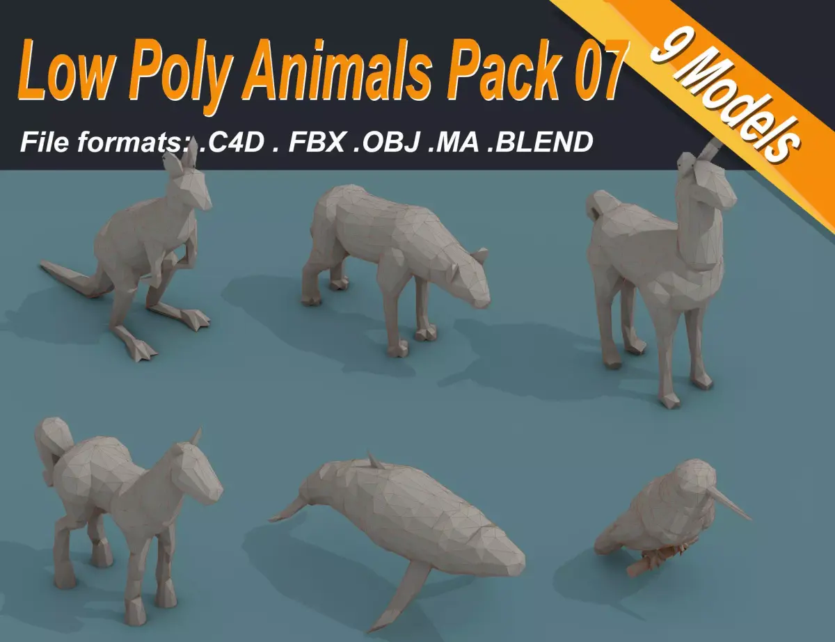 Low Poly 3d Art Animals Isometric Icon Pack 07 Low-poly 3D model
