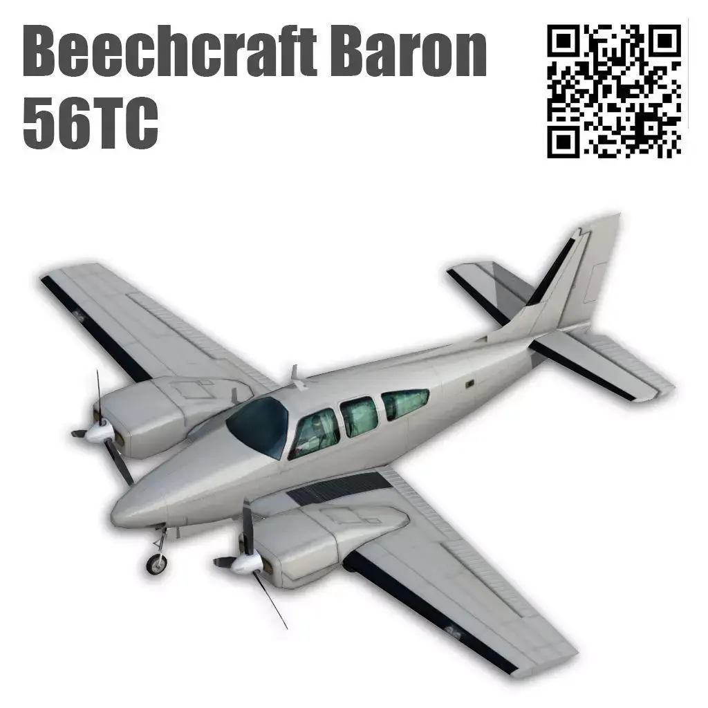 Beechcraft 56TC Baron Low-poly 3D model