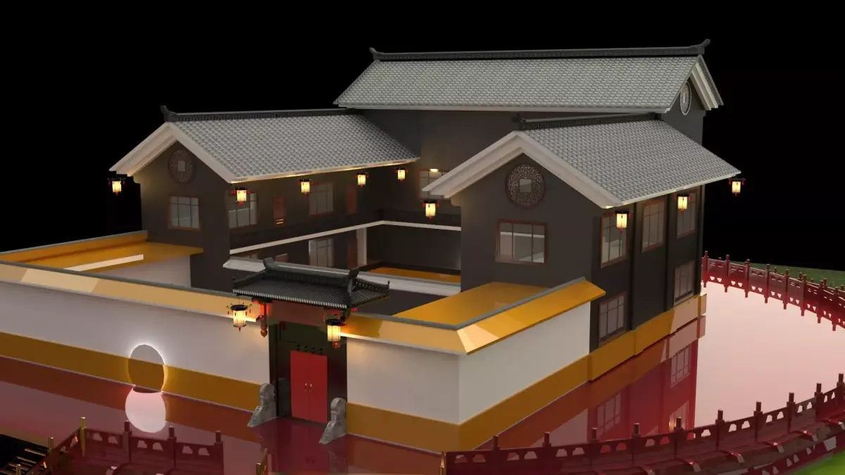Chinese ancient courtyard  house 3D model get