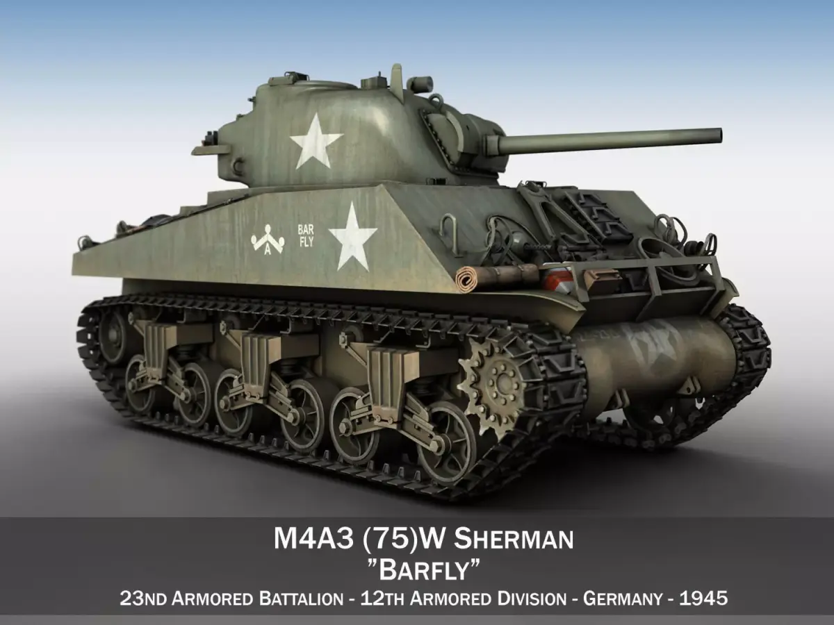 M4A3 75mm - Sherman - Barfly 3D model
