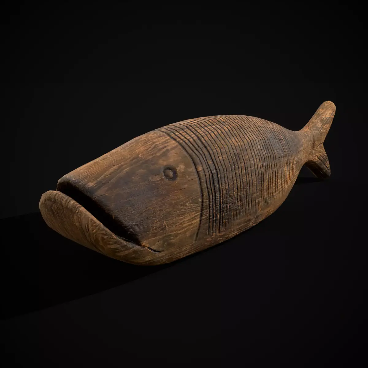 Medieval Wooden Fish Toy Low-poly 3D model