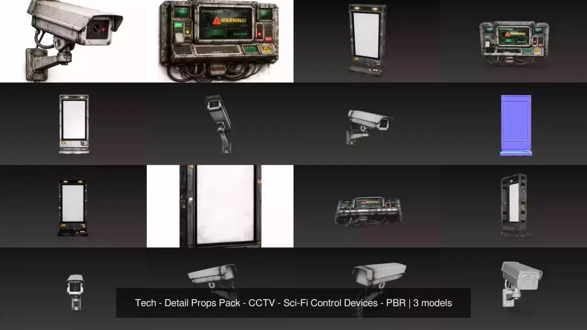 Tech - Detail Props Pack - CCTV - Sci-Fi Control Devices - PBR