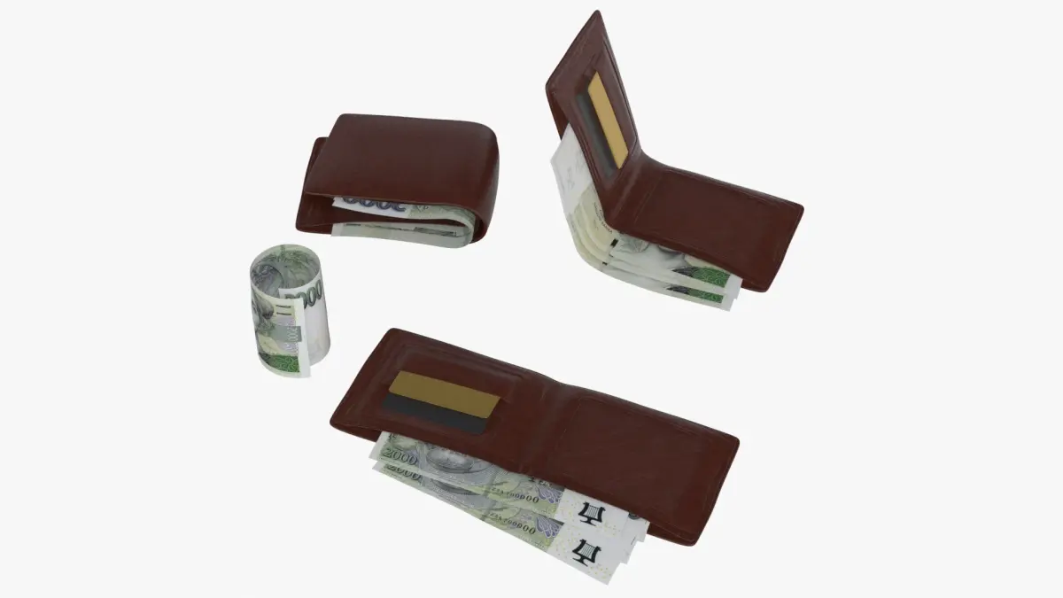 CZECH Koruna 2000 Wallet Money Purse 3D model