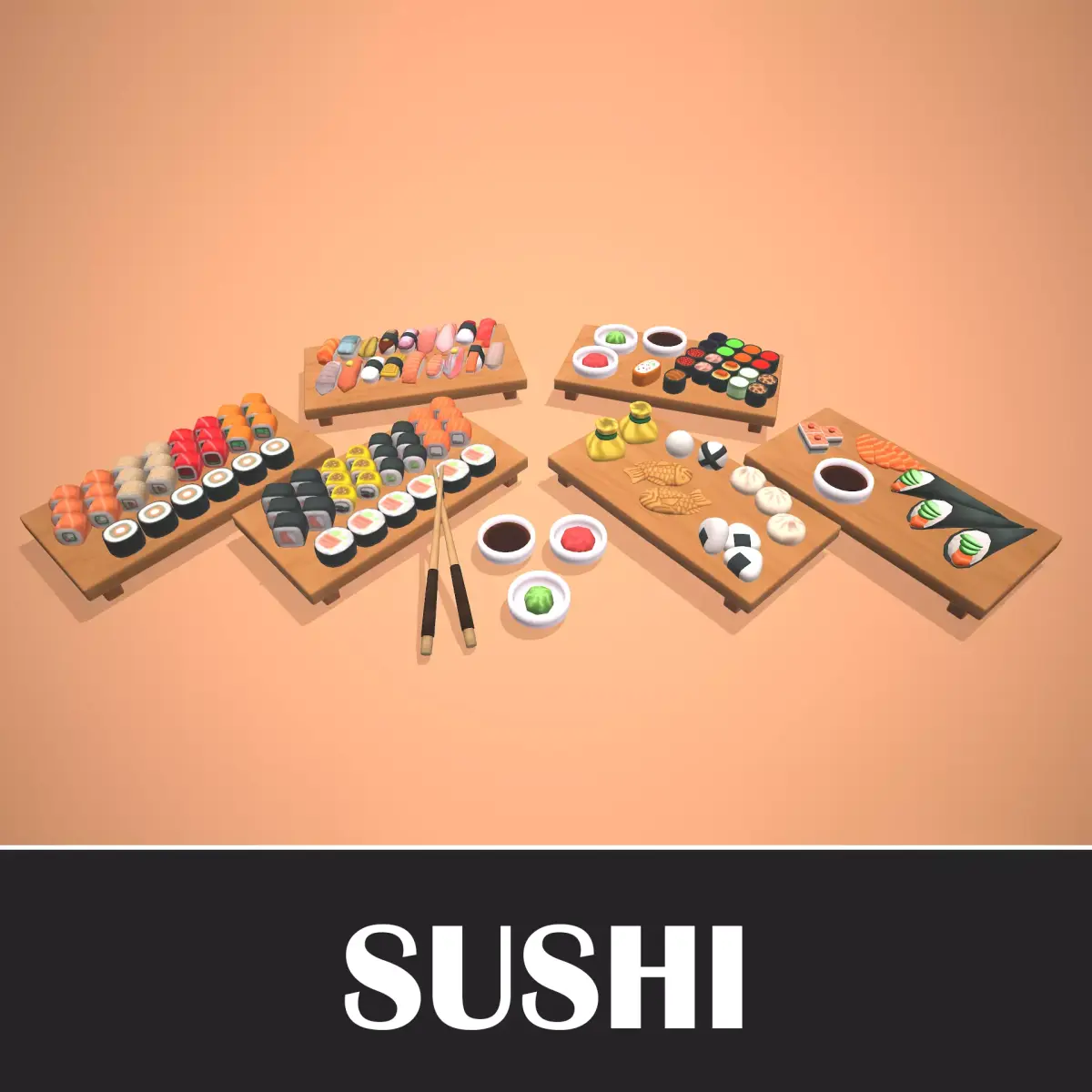 Sushi - Stylized Food Pack Low-poly 3D model