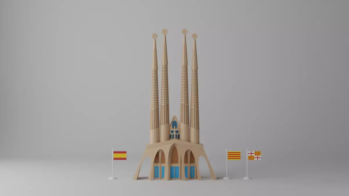 Sagrada Familia Facade Barcelona Low-poly 3D model