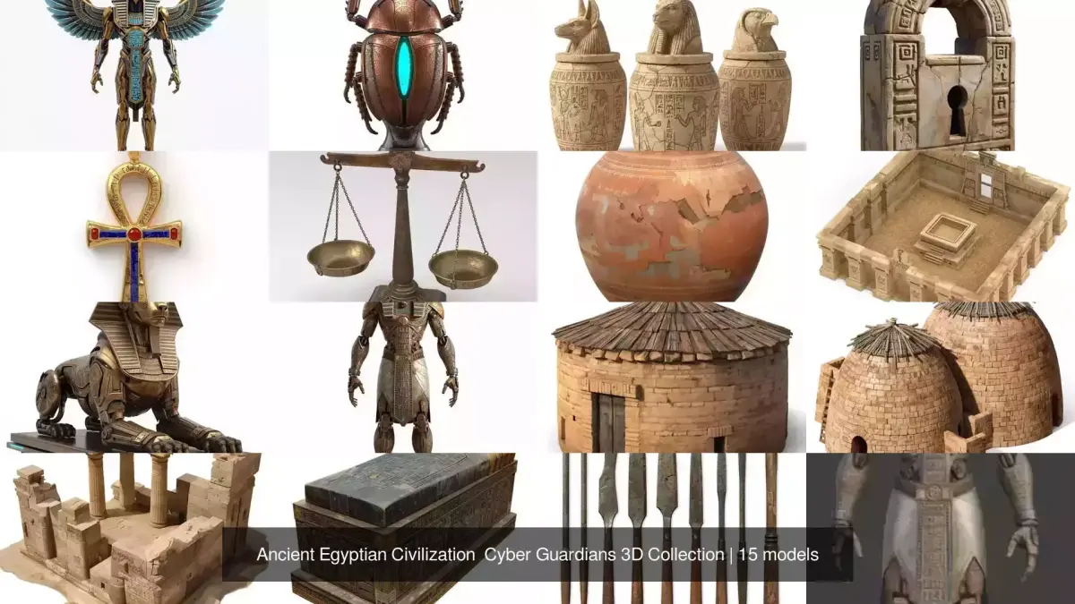 Ancient Egyptian Civilization  Cyber Guardians 3D Collection 3D Model Pack