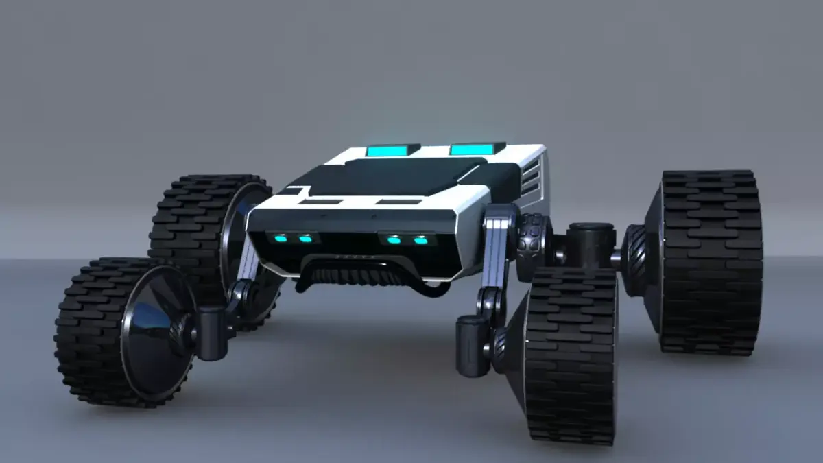 Rigged 4x4 Wheel Robot Drone Model 3D model