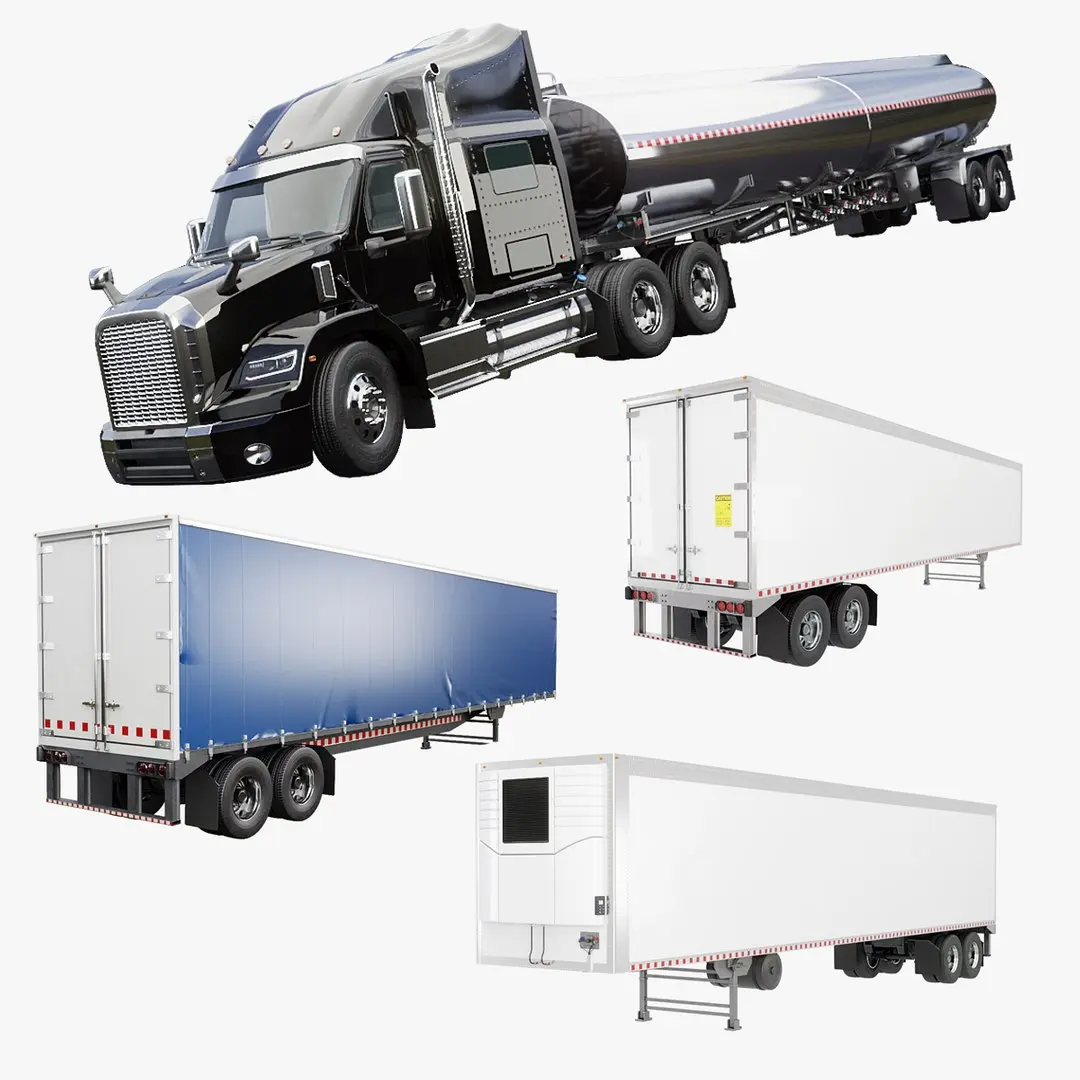 Generic Semi-Truck and Trailer Collection 3D model