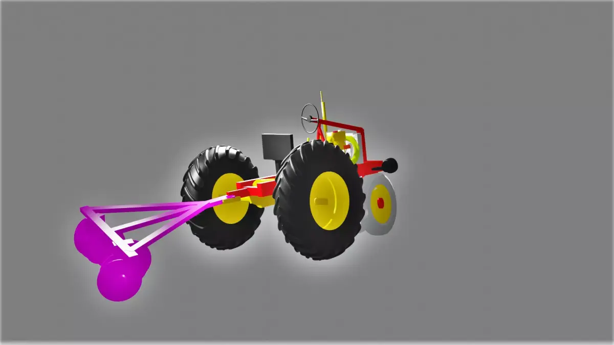 Old Small Tractor with Disc Free 3D model