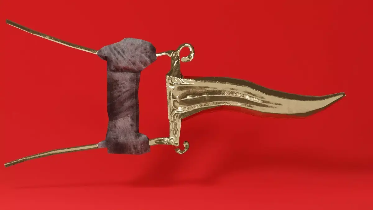 Medieval Golden Dagger Low-poly 3D model