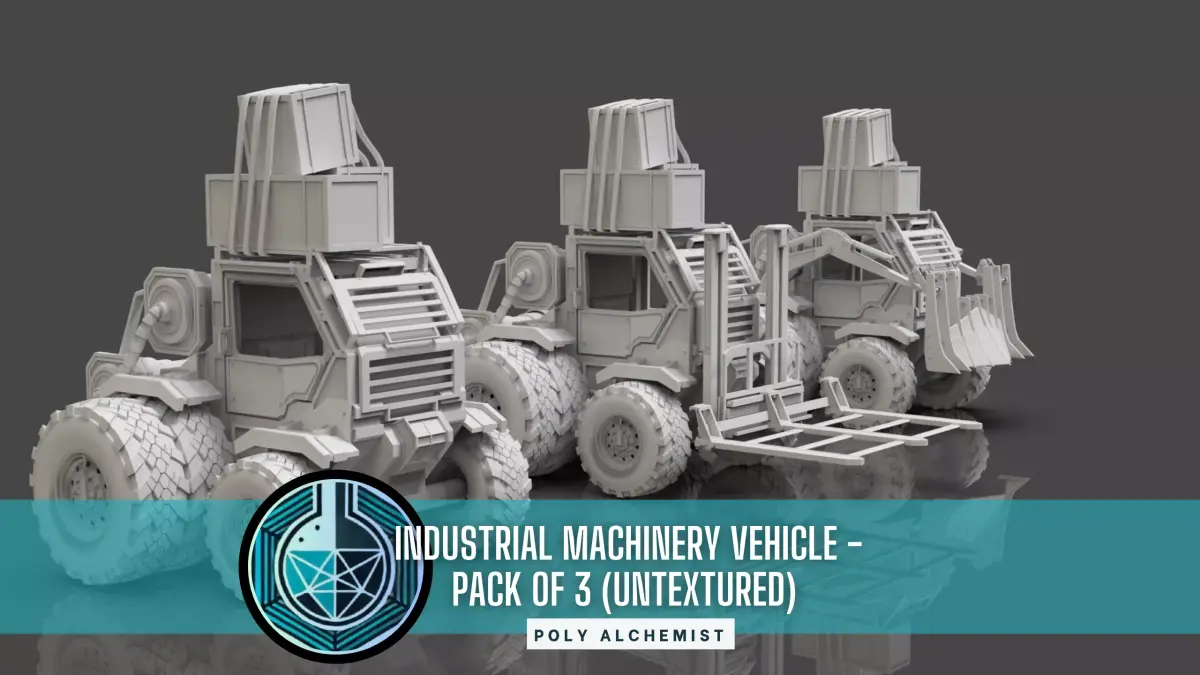 Industrial Machinery Vehicle - Pack Of 3 - Untextured 3D model
