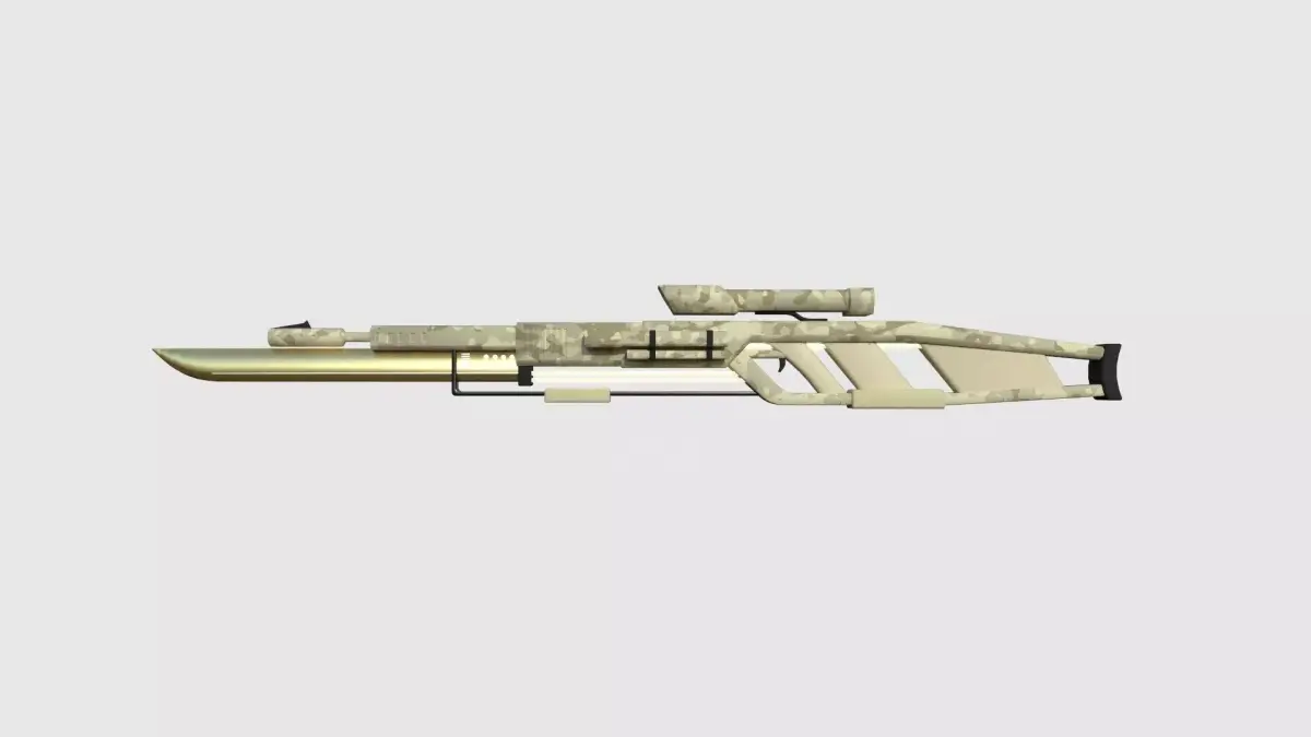 SciFi Sniper Gunblade A10 Desert Camouflage - Fiction Weaponry Low-poly 3D model