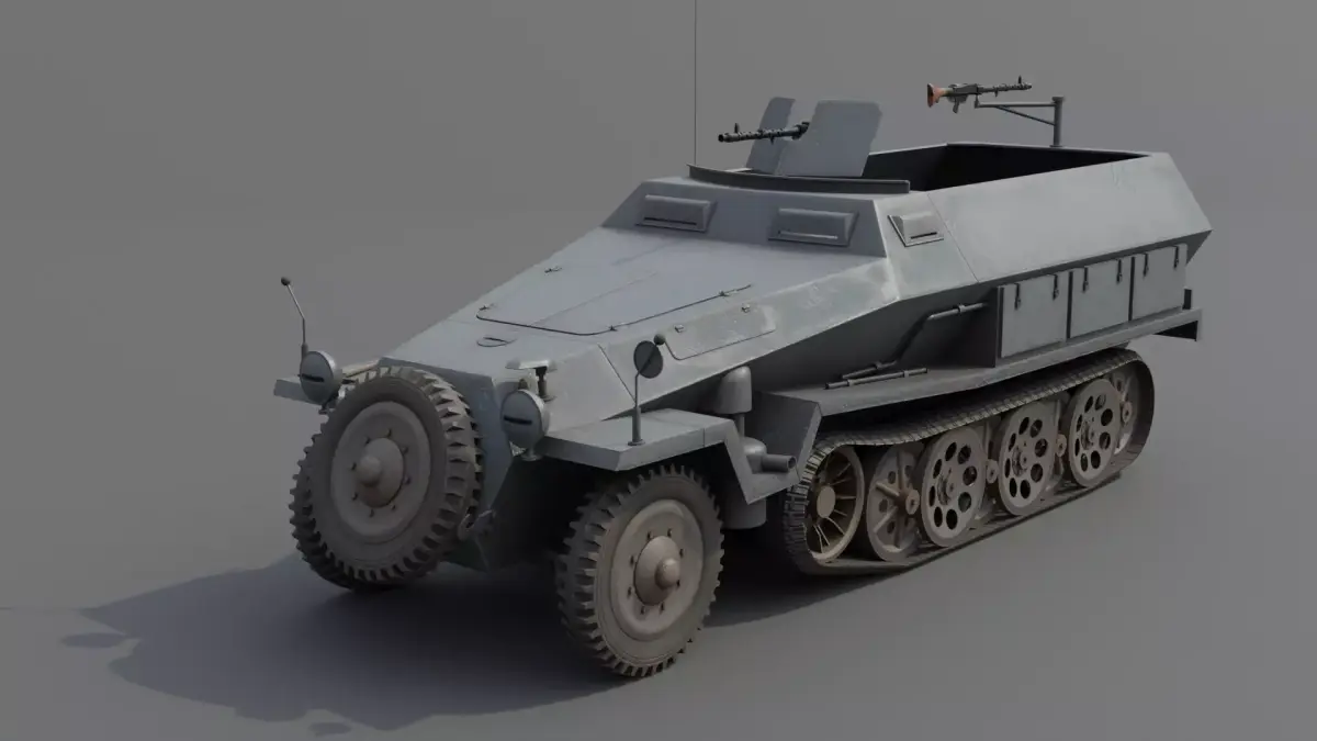 Sd kfz 251 Half-track armored personnel carrier Low-poly 3D model