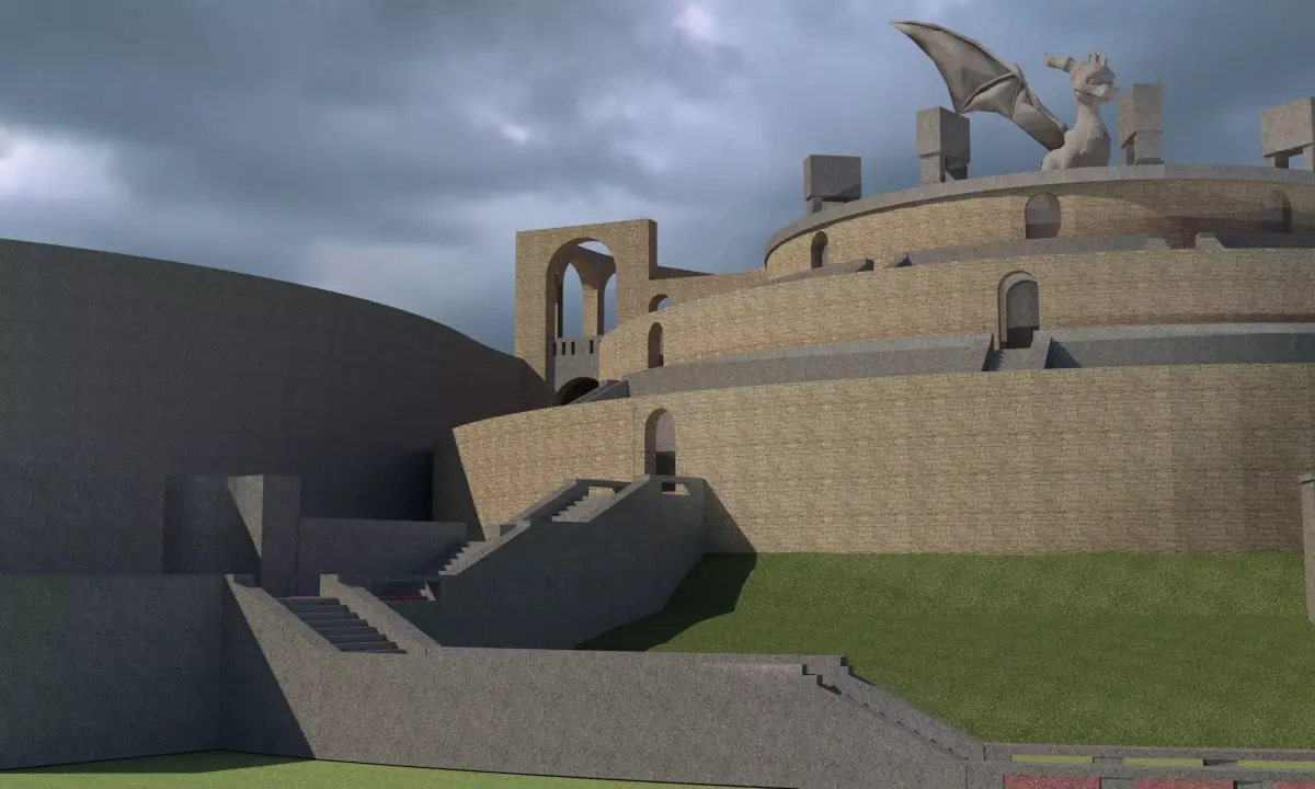 Building - Mausoleum of Spyro - Low Poly - 3D Model statue Low-poly 3D model