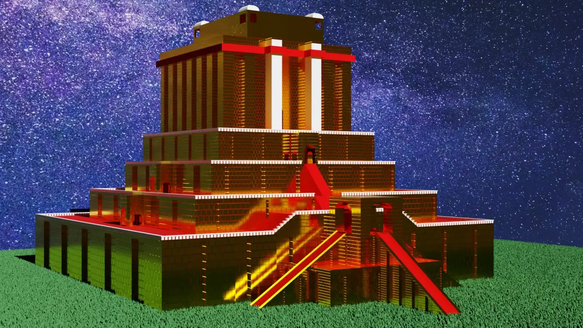 Golden Ziggurat Low-poly 3D model