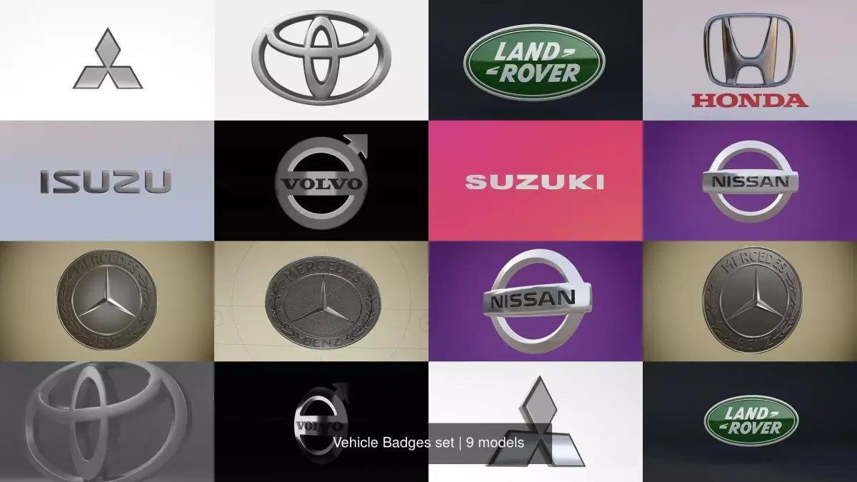 Vehicle Badges set 3D Model Pack purchase