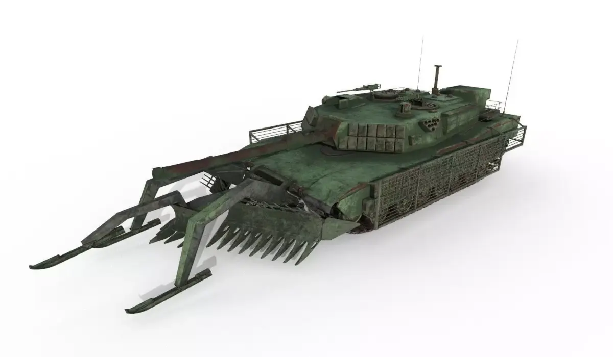 Tank Abrams MinePlow Extra Defense Green Low-poly 3D model