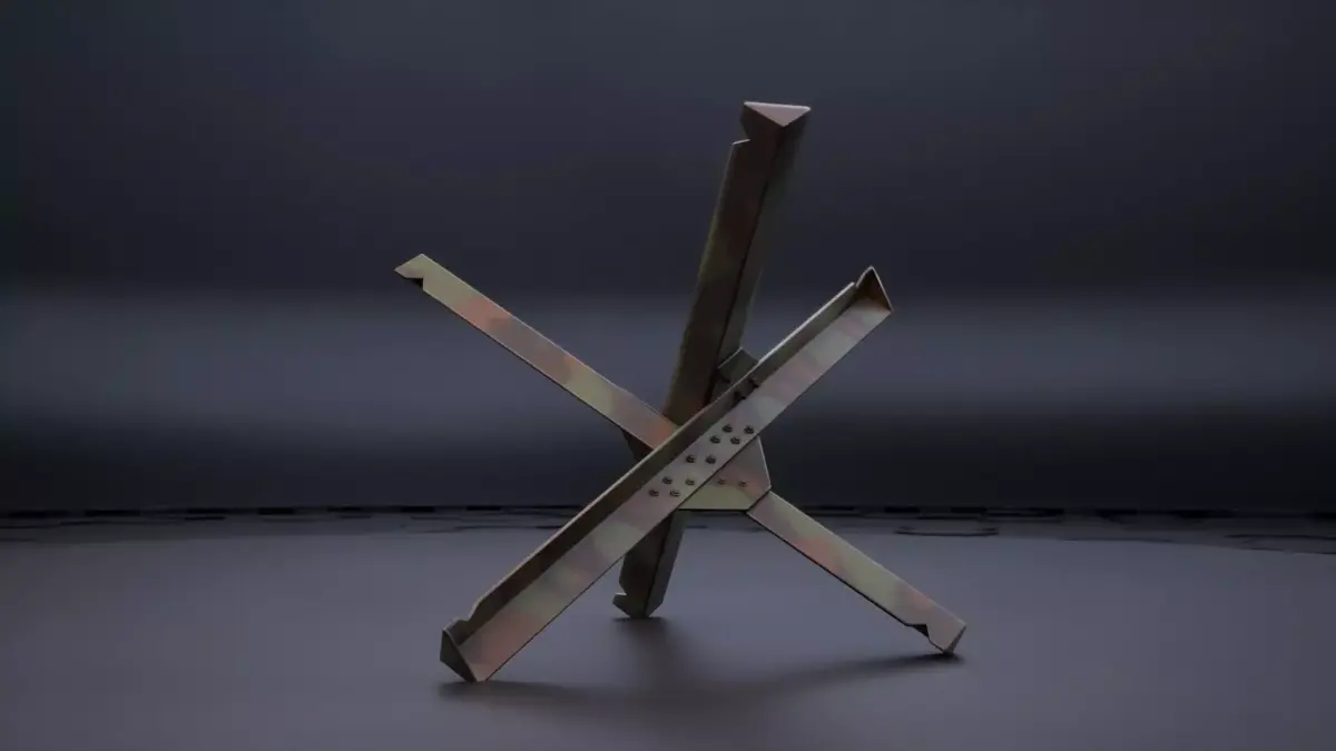 Military Czech hedgehog - anti-tank barrier Low-poly 3D model