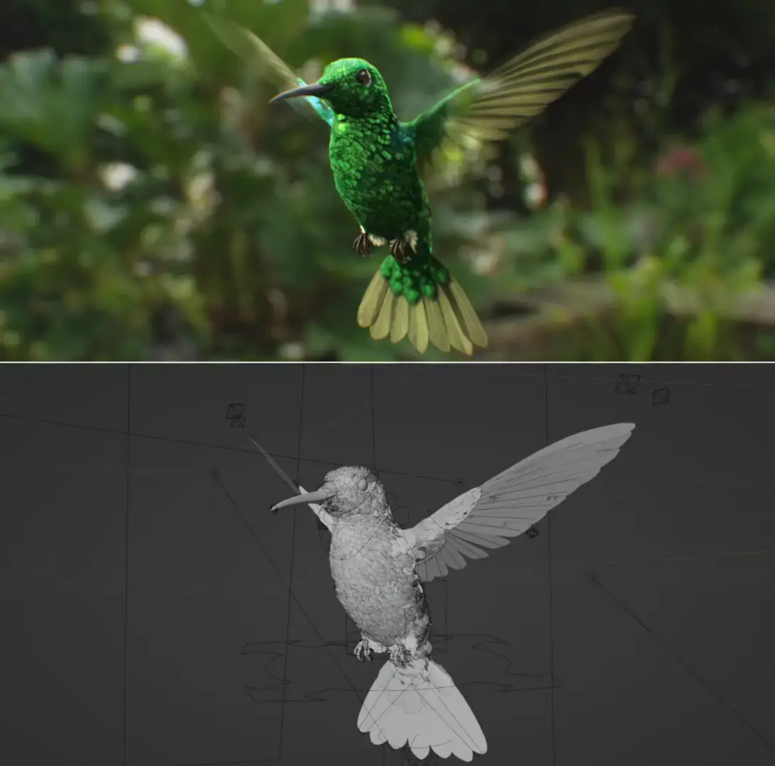 Hummingbird  Low-poly 3D model