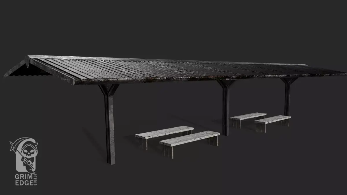 Railway station Platform Low-poly 3D model
