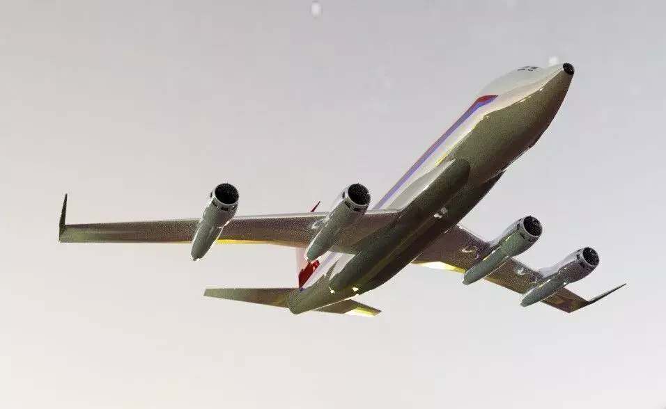Fictional Quad Engine 1950s Jetliner 707-020B Inspired Low-poly 3D model