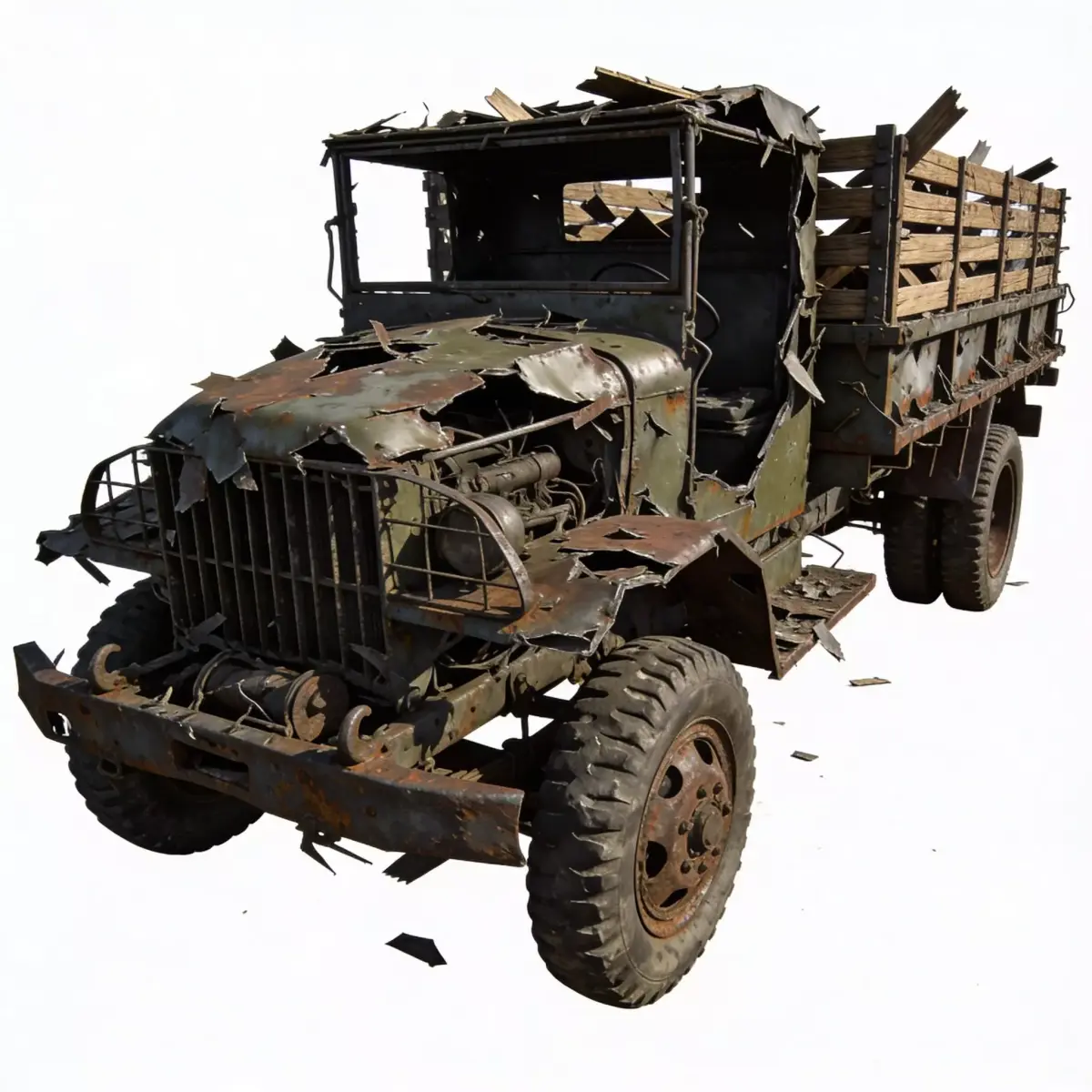Heavy Artillery Transport Wreckage 3d Low-poly 3D model